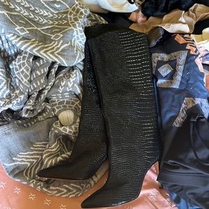 Schutz vegan leather croc knee high boots